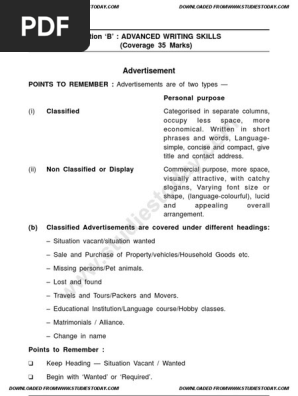 Cbse Class 12 English Advanced Writing Skills 1 Advertising Images, Photos, Reviews