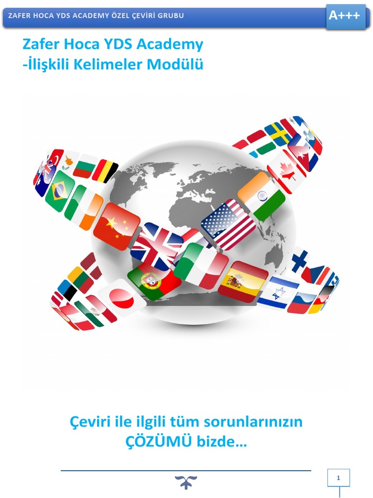 YDS de Çıkan Eş Ve Yakın Anlamlı Kelimeler Ve Türkçeleri