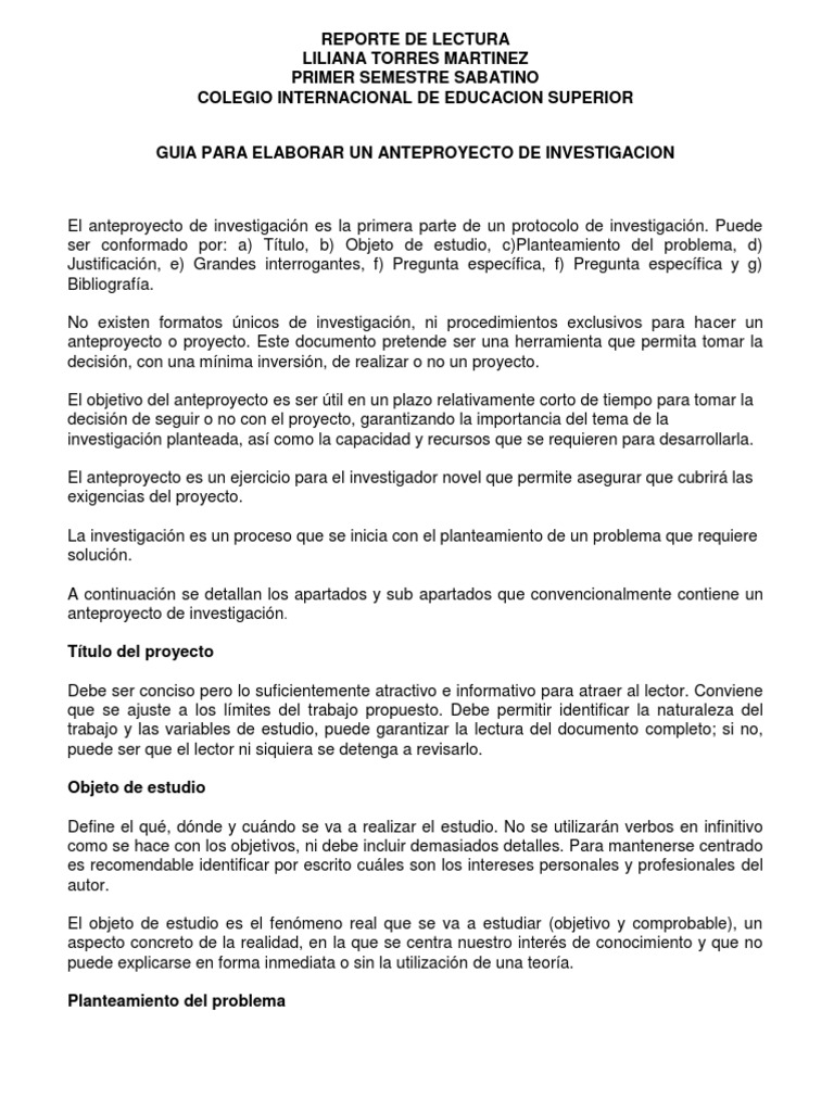 Guía para Elaborar un Anteproyecto | PDF | Teoría de la justificación ...