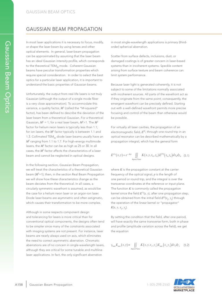 Gaussian Beam Propagation and Properties | PDF | Laser | Optics