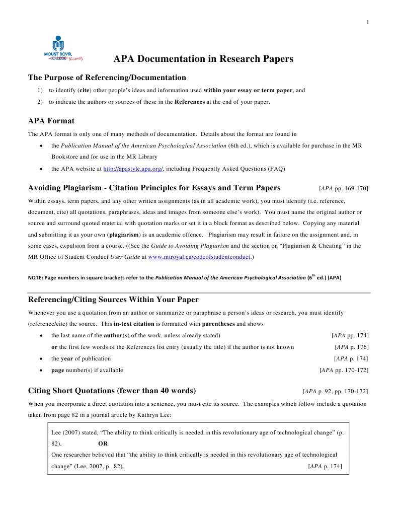 documentation in research paper