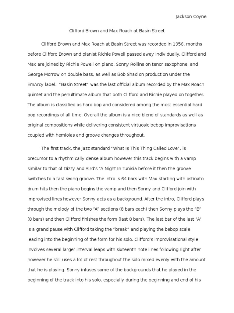 Clifford Brown and Max Roach at Basin Street | PDF | Musicology ...