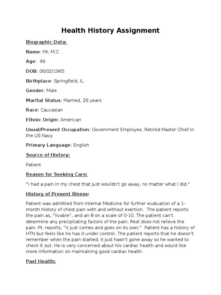Health History Assignment | PDF | Back Pain | Pain