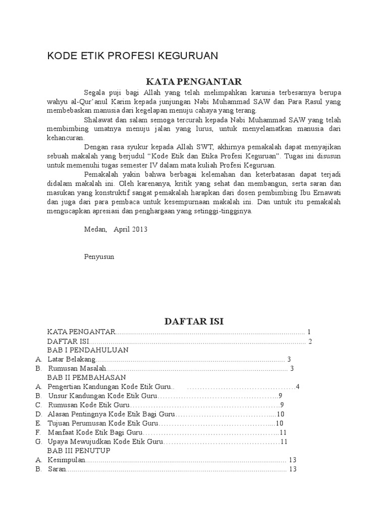 Kode Etik Profesi Keguruan