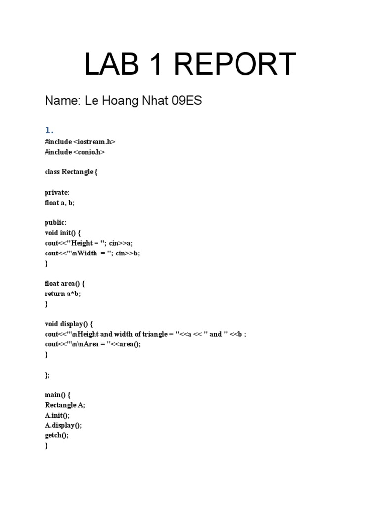 Lab 1 Report-Le Hoang Nhat 09es | PDF | Euclidean Geometry ...