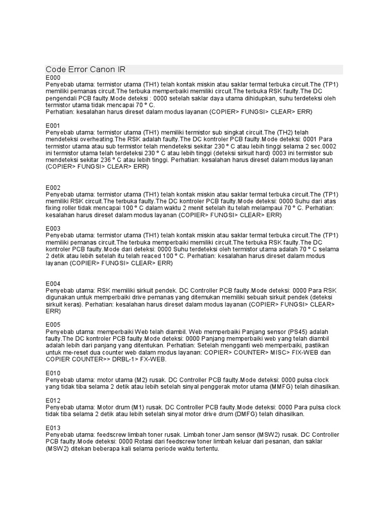 Code Error Canon Ir PDF | PDF