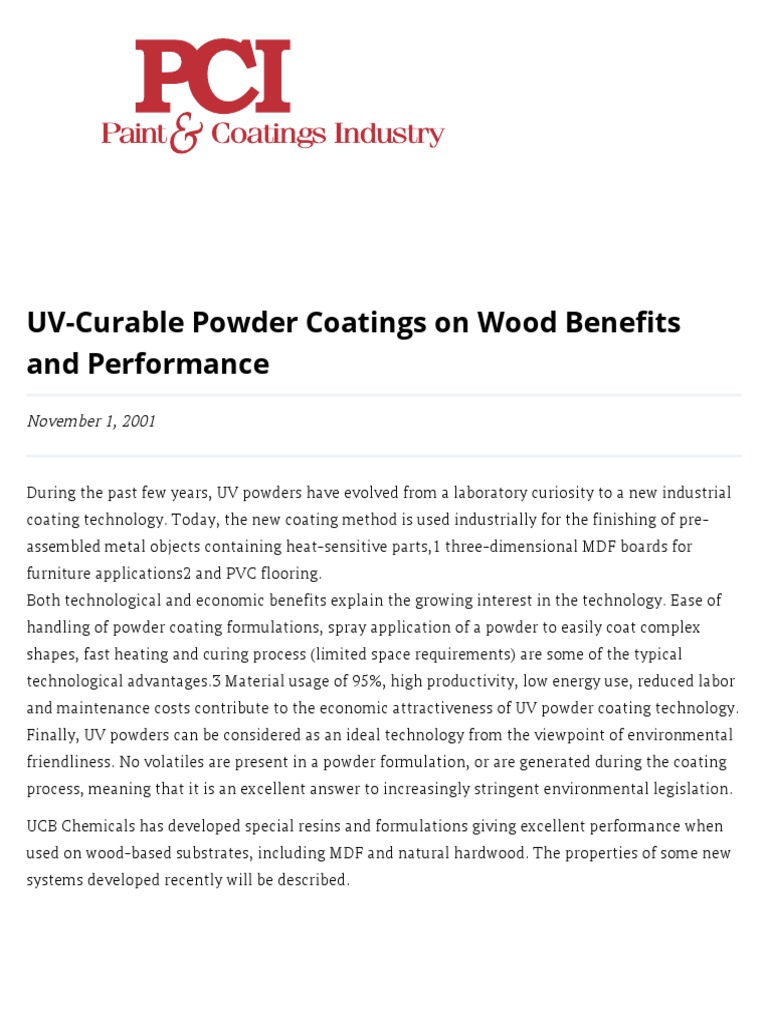 Buysens UCB UVCurable Powder Coatings on Wood Beneတts and