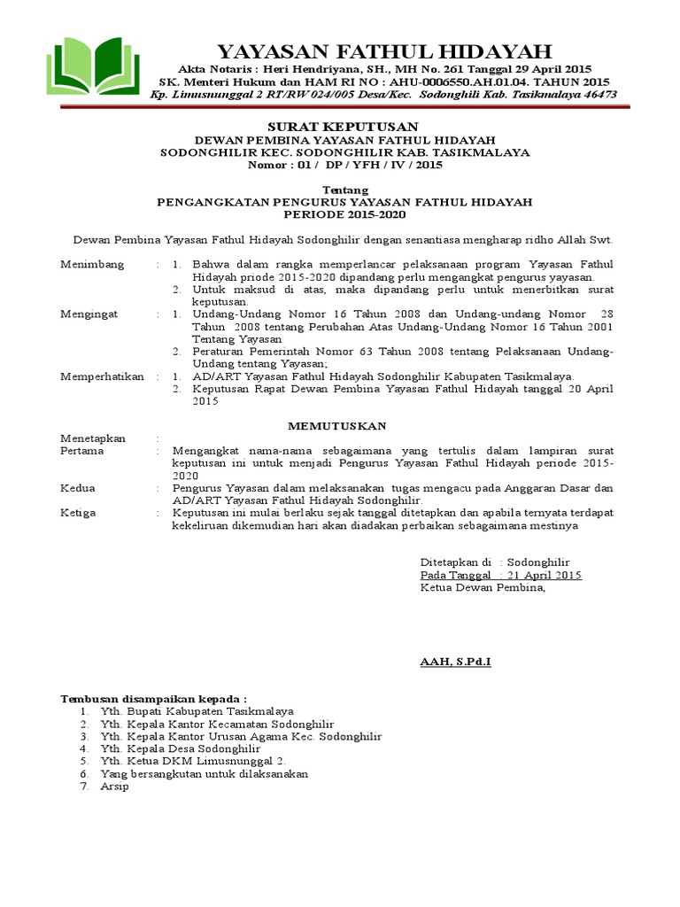 Pengangkatan Ketua Yayasan