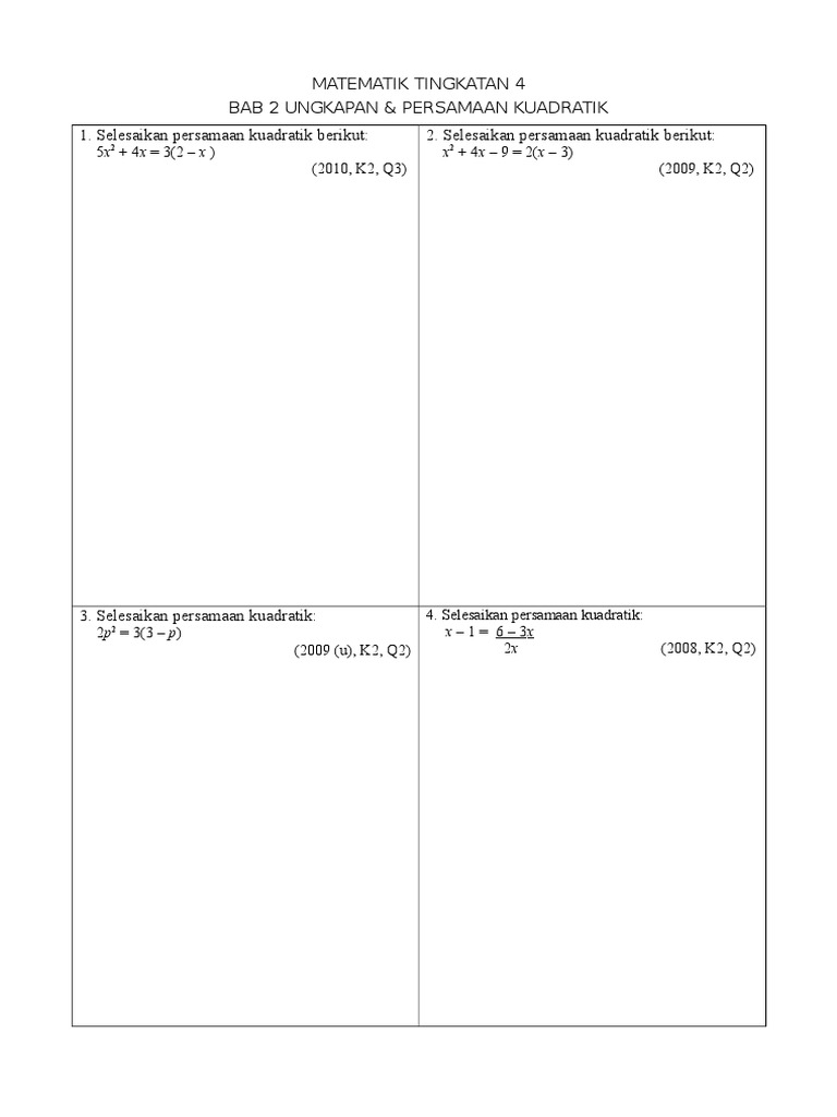 Latihan Matematik Tingkatan 4 Bab 1 Sinceredsx