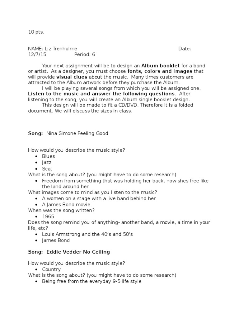 Listen To The Music and Answer The Following Questions. After | PDF