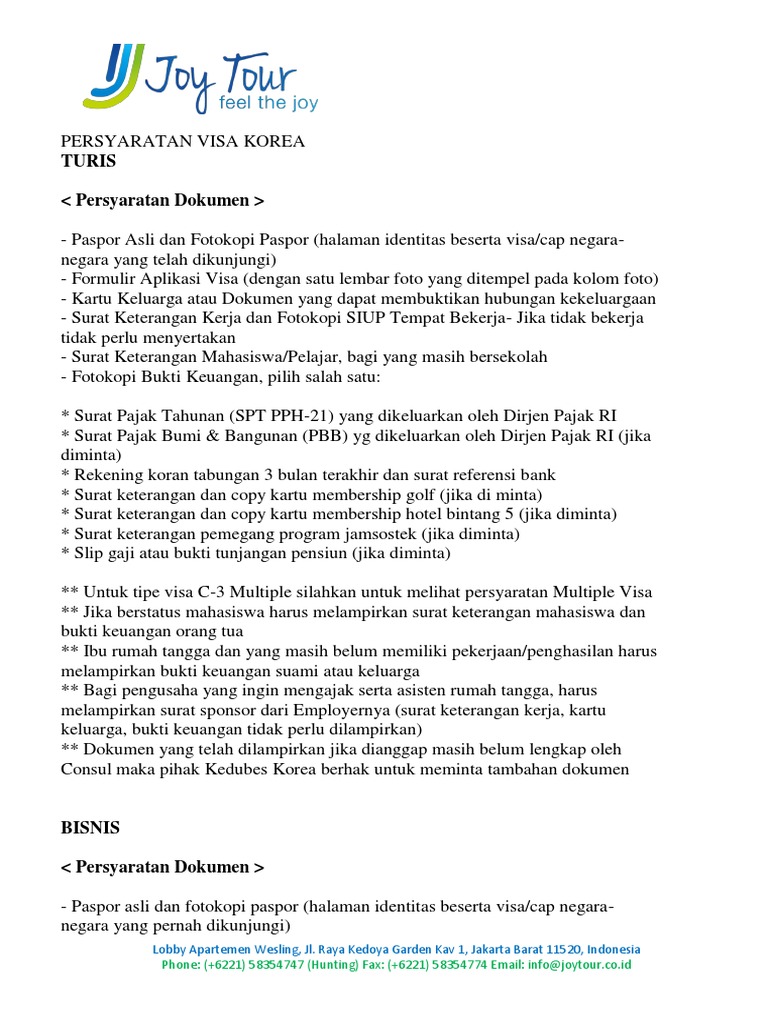 Persyaratan Visa Korea
