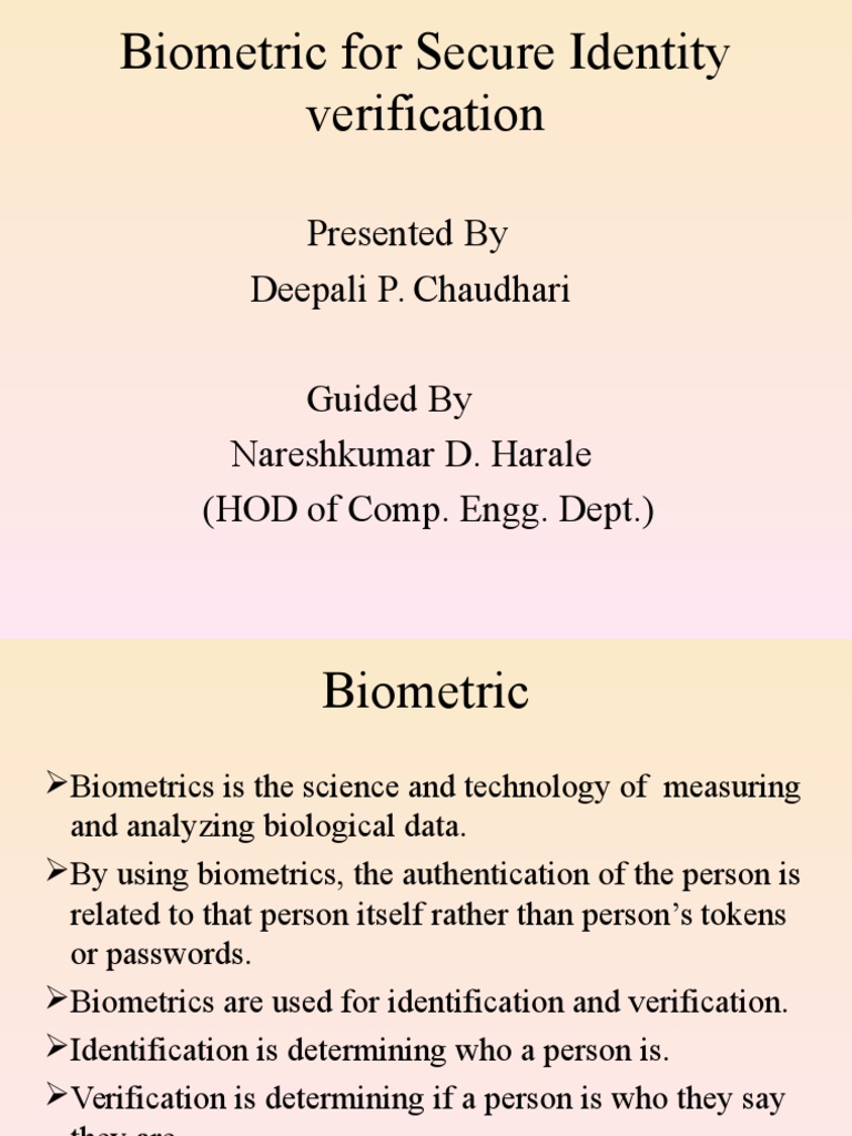 Biometric For Secure Identity Verification | PDF | Biometrics | Fingerprint