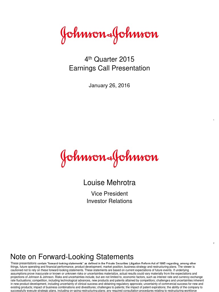 JNJ Earnings Presentation 4Q2015 Johnson & Johnson Innovation