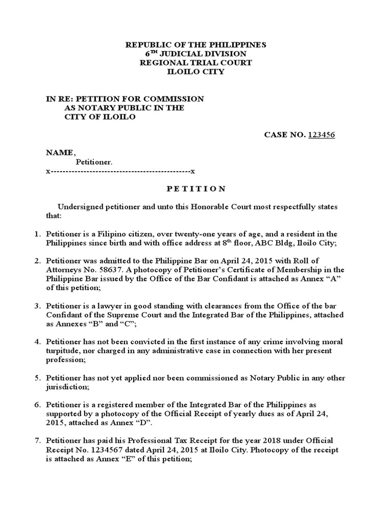 Petition For Notarial Commission PDF Notary Public Affidavit