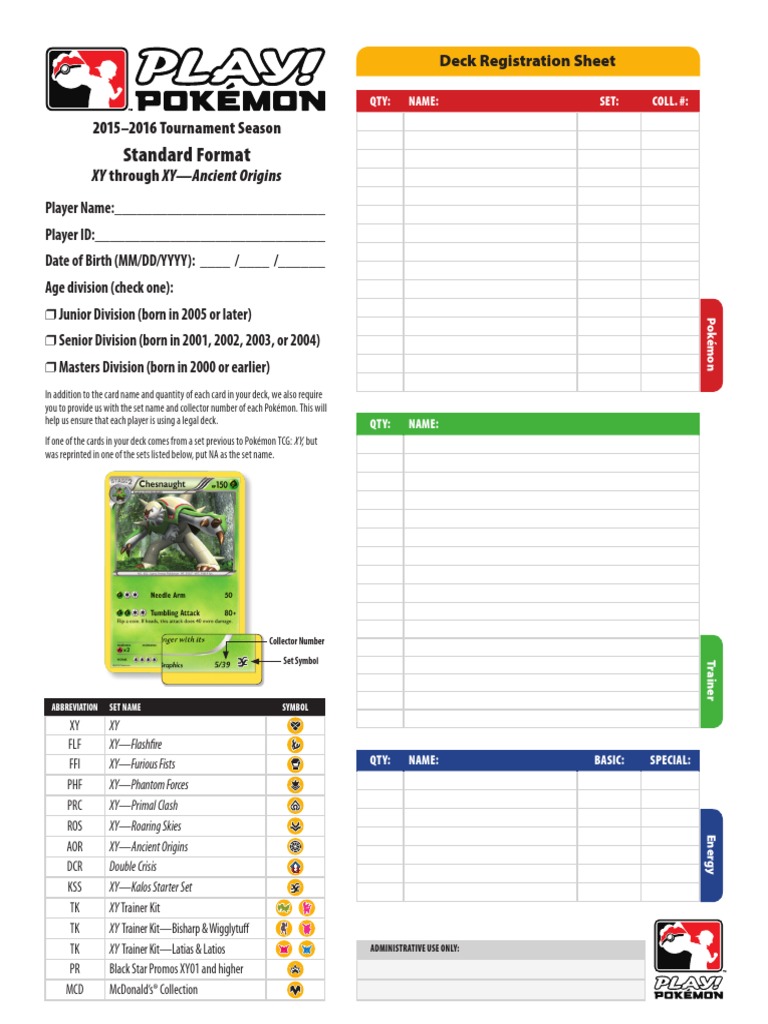 pokemon tcg standard format card list Pokémon Deck Registration Sheet | PDF | Sports & Recreation 2024 Pokémon TCG Standard Format