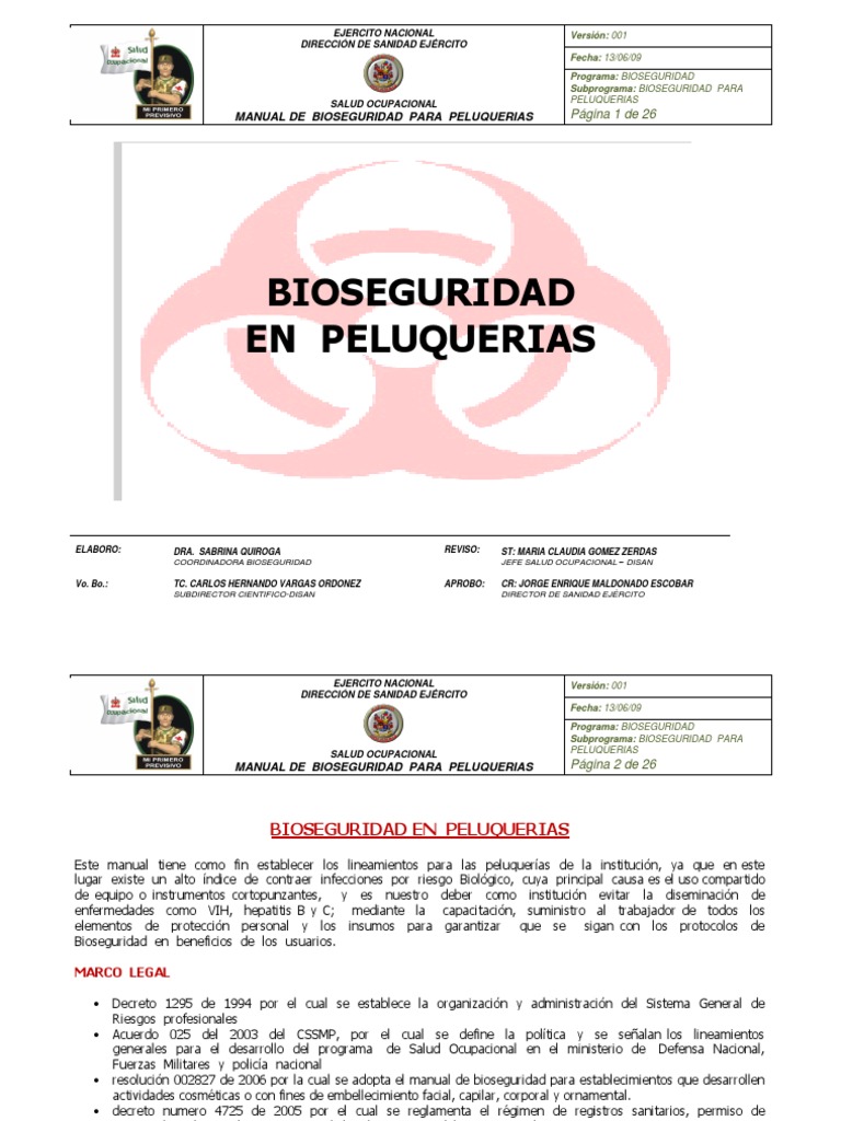 Manual De Bioseguridad Para Peluquerias En Pdf