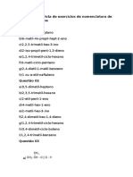 Hidrocarbonetos nomenclatura exercícios