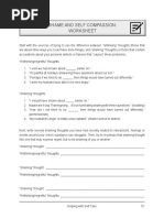 Shame & Self Compassion Worksheet