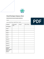 School Participant Summary Sheet: Poetry Recitation Participation