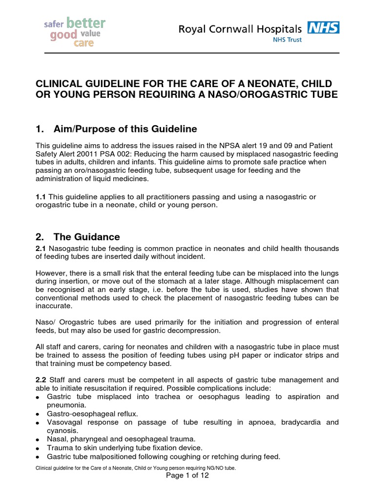 Orogastric Tube Guidelines for Neonates | PDF | Health Care | Health ...