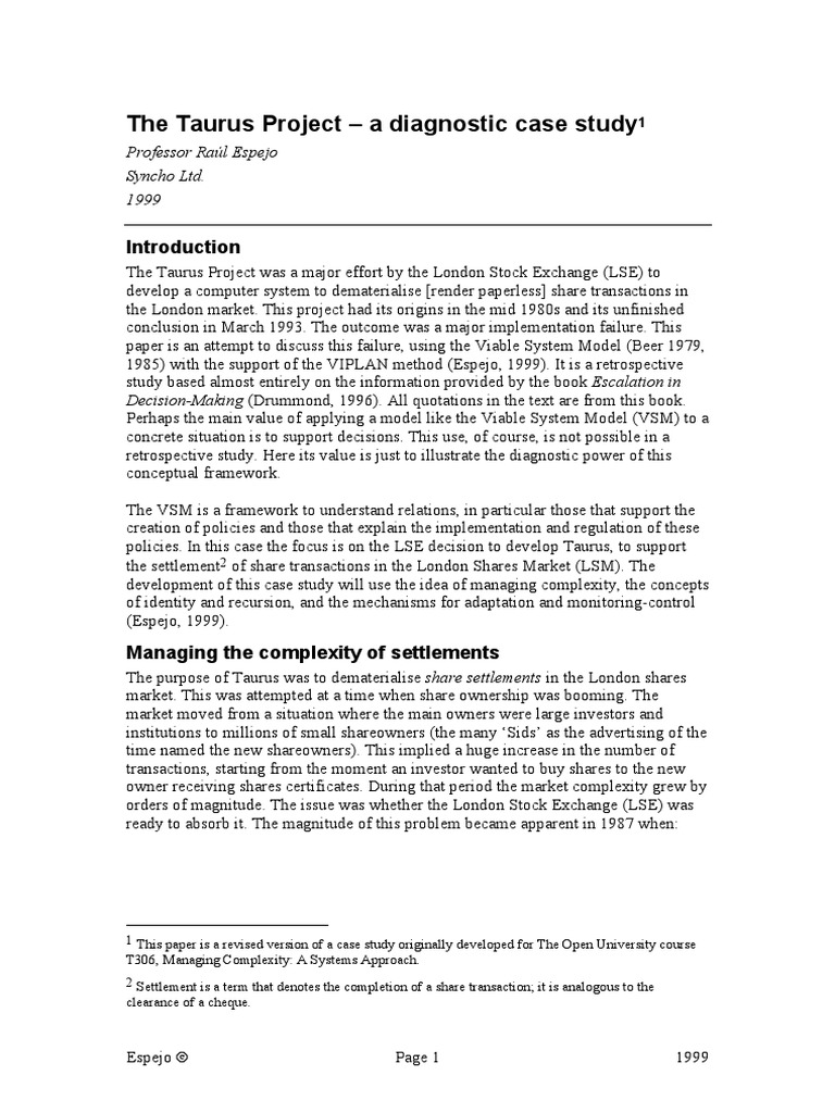 Taurus case study picture