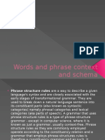 Words and Phrase Context and Schema