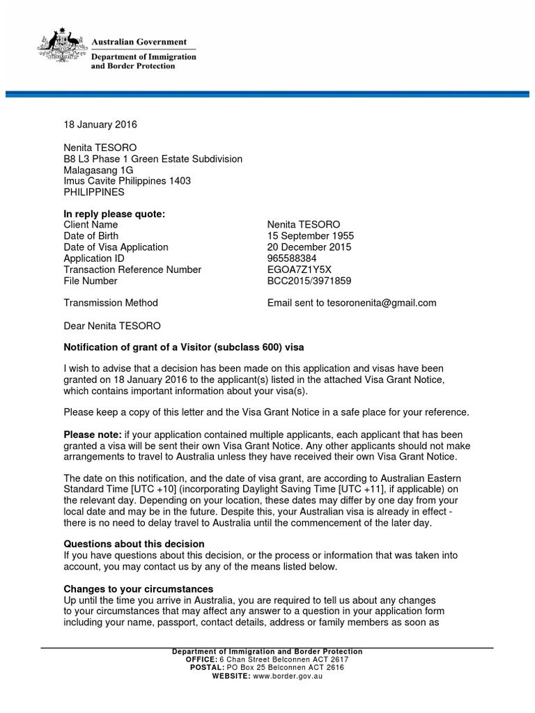 IMMI Grant Notification PDF | PDF | Travel Visa | Passport