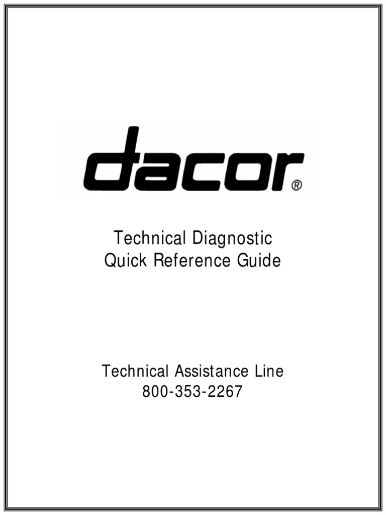 Dacor Tech. Diagnostic Quick Reference Guide Oven