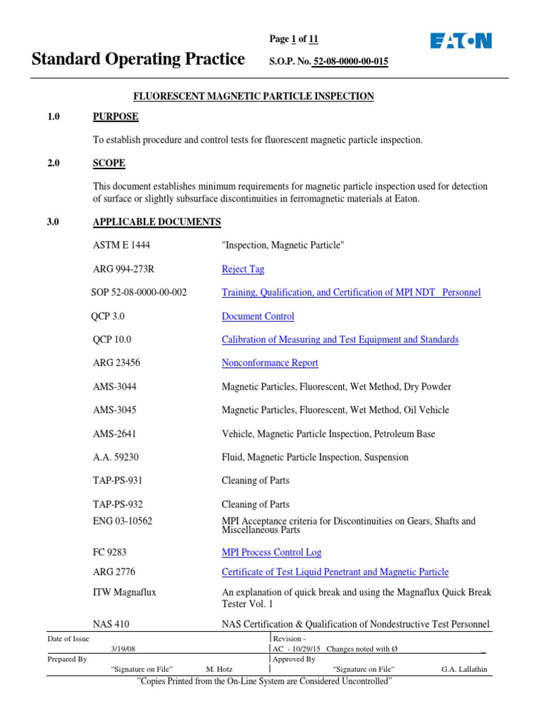 Fluorescent Magnetic Inspection Guide | PDF | Nondestructive Testing ...