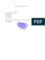 V L × W × H: Example: The Formula For The Volume of A Box Is