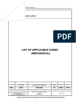 List of Codes & Standards - Mechanical