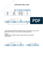 2NF Example  There are two candidate keys in this table: (student, subject) and (student, teacher). However, in the second case, subject is dependent on PART of the candidate key only (teacher) Solution: split table into (student, teacher) and (teacher, subject) OR split table into (student, subject, teacher_id), (teacher_id, teacher, subject