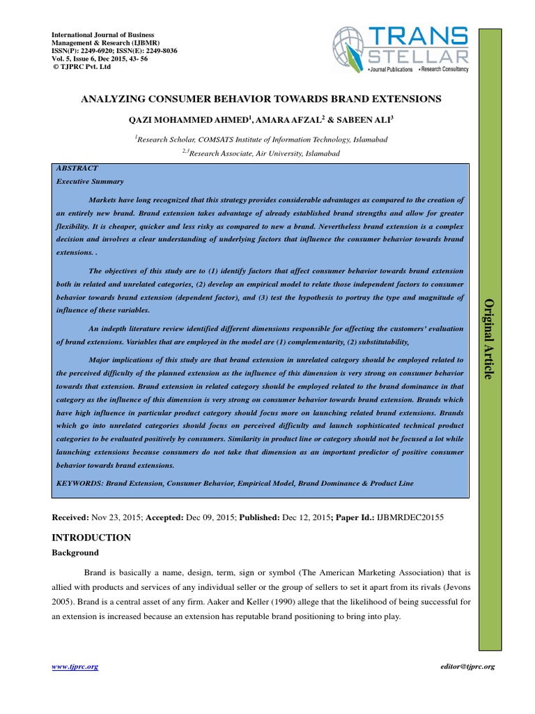 Consumer Behavior in Brand Extensions | PDF | Consumer Behaviour | Brand