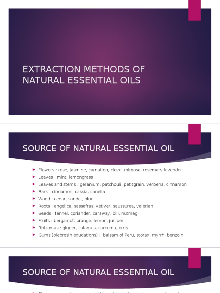 Essential Oil Extraction Methods Overview | PDF | Distillation | Steam