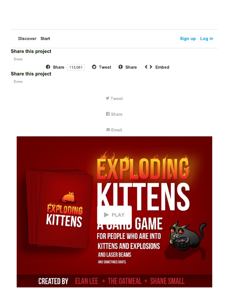 Exploding Kittens Kickstarter PDF Card Games Playing Cards