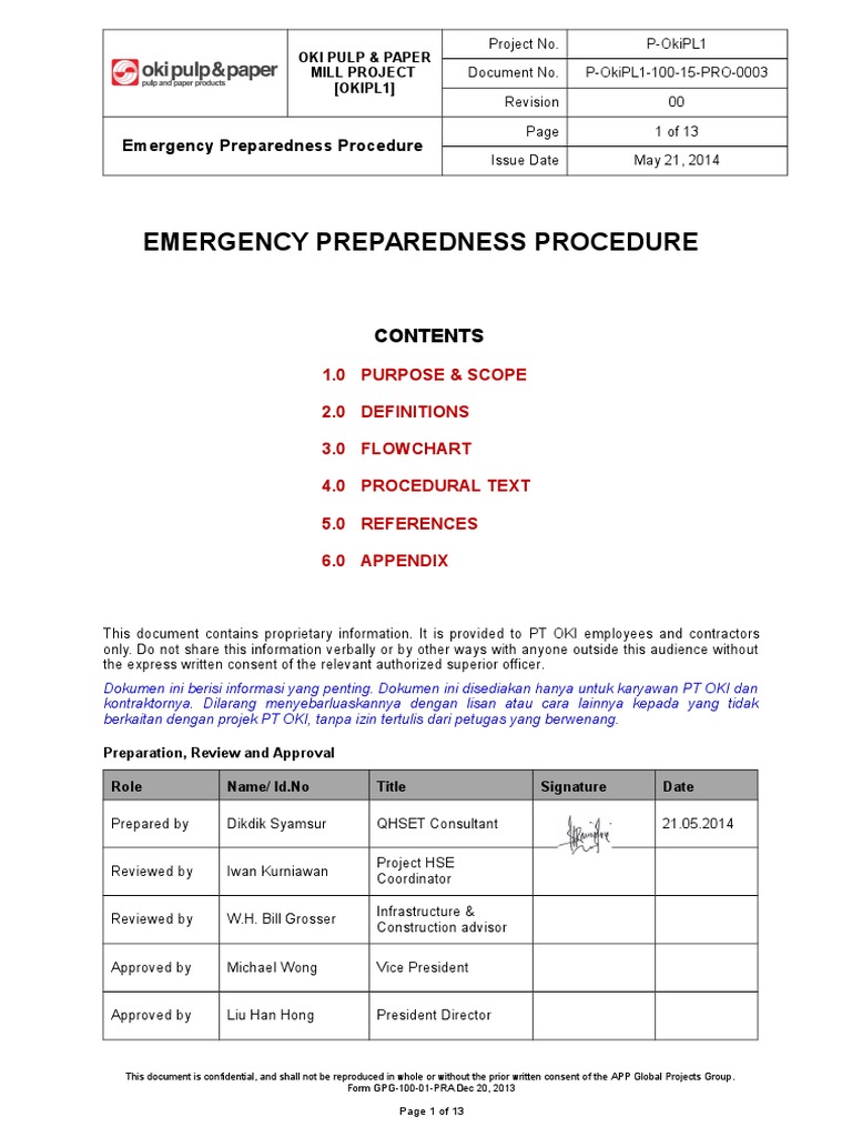 P OkiPL1 100 15 PRO 0003 Emergency Preparedness and Emergency Response ...