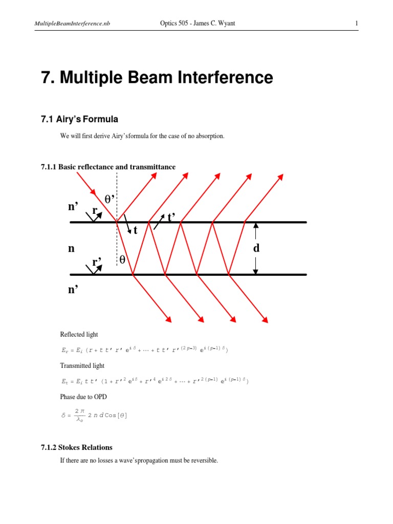 Multiple Beam Interference Explained | PDF | Angular Resolution ...