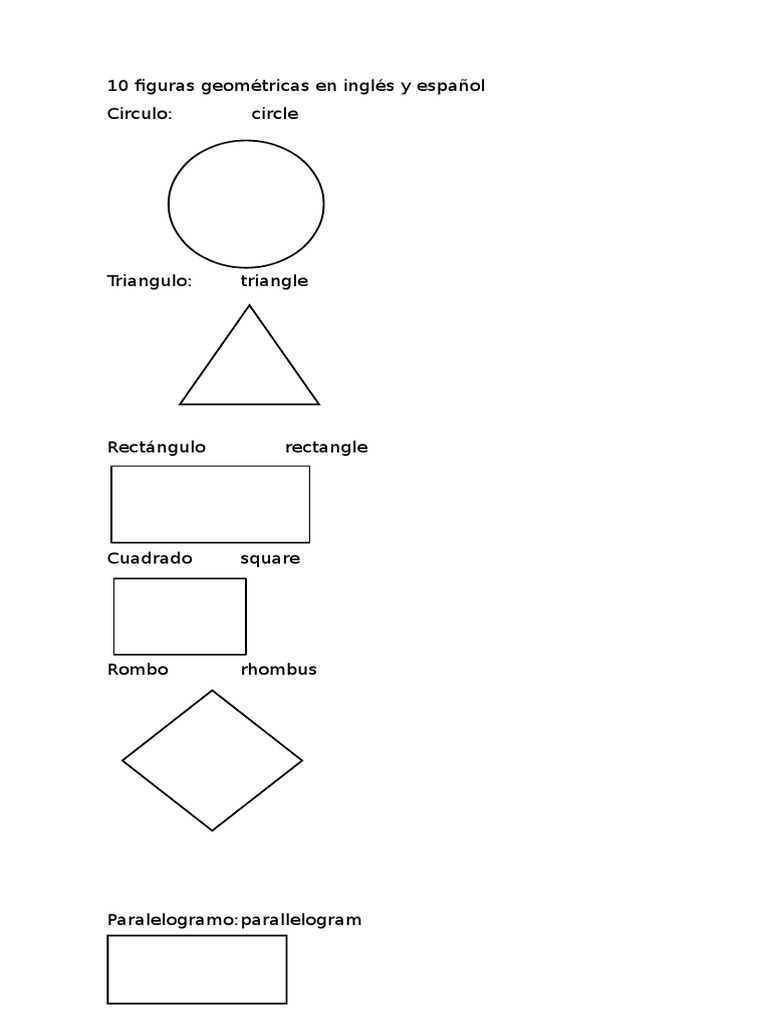 10 Figuras Geometricas En Ingles Y Espanol Geometria Euclidiana