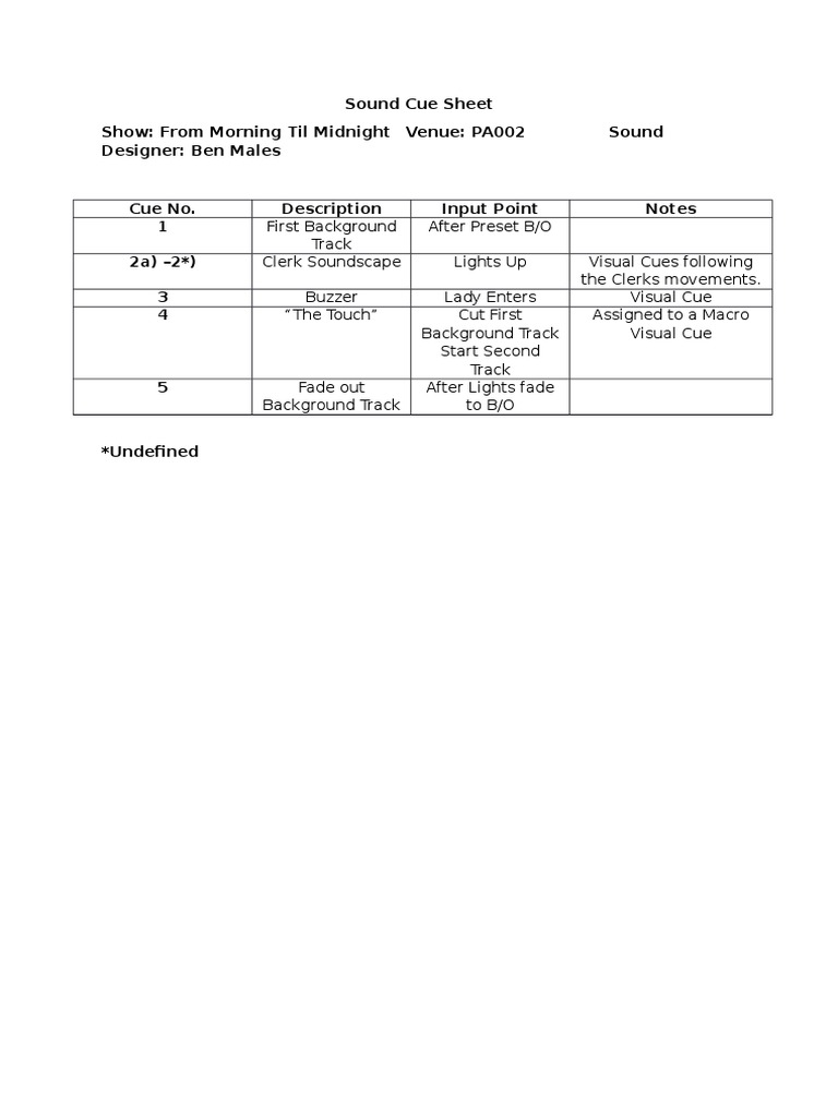 Sound Cue Sheet PDF