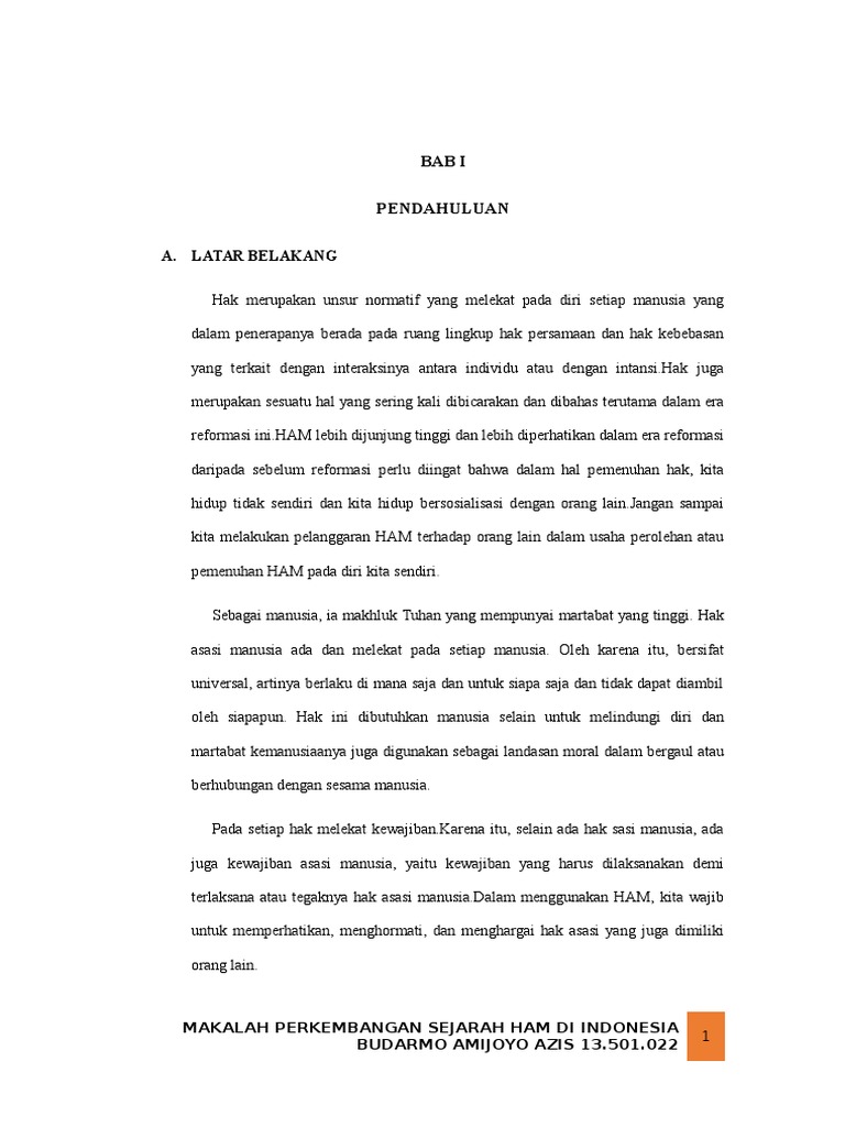 Sejarah Perkembangan Ham Di Indonesia