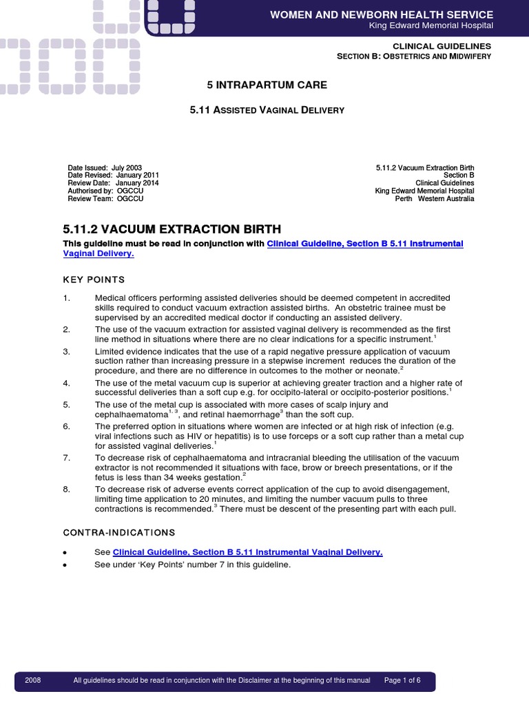 Vacuum Extraction Birth PDF Gynaecology Childbirth