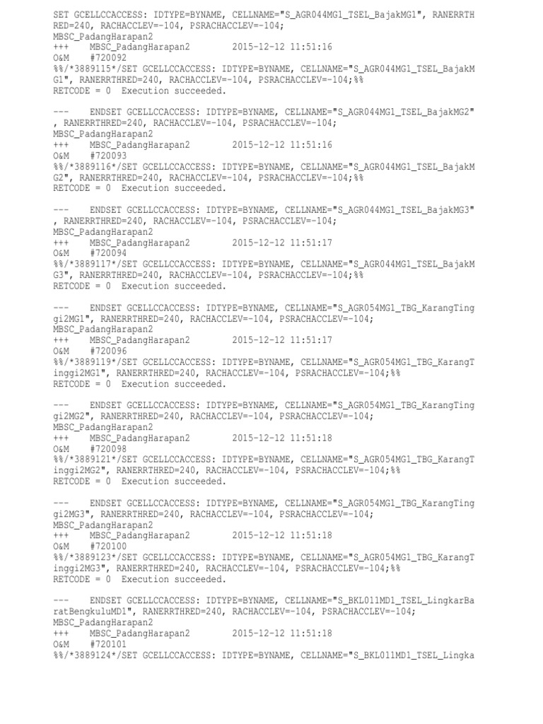 GCELLCCACCESS Command Execution Logs | PDF