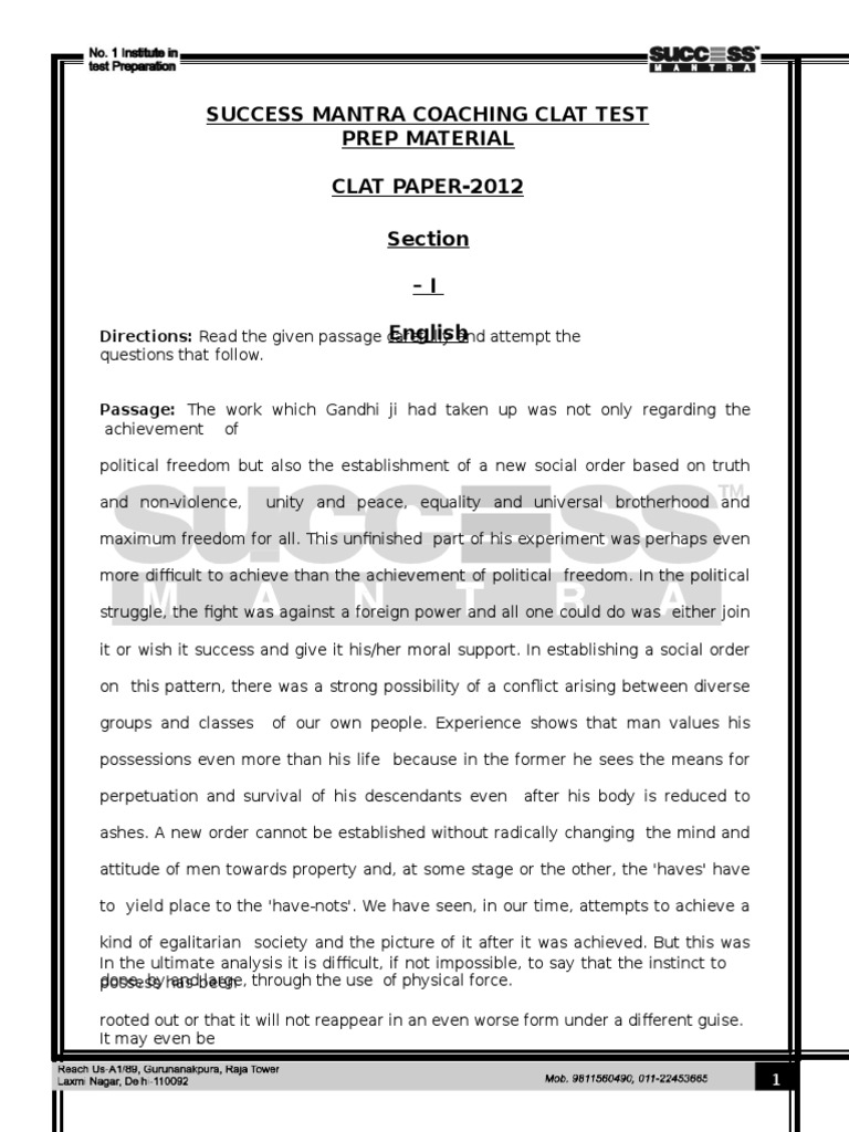 Clat 2012 Question Paper With Answer | PDF | Theft | Mortgage Law