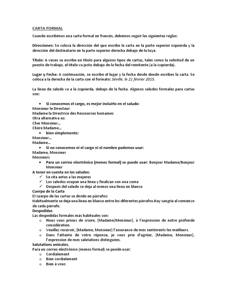 Carta Formal Franc s