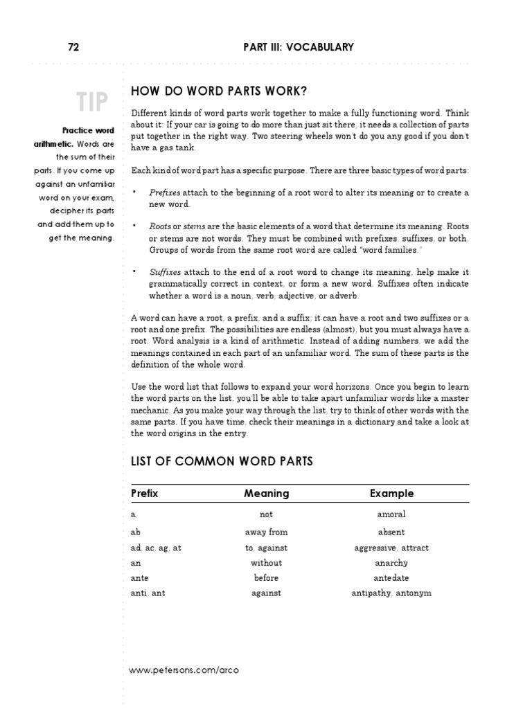 SSAT Roots PDF Word Verb