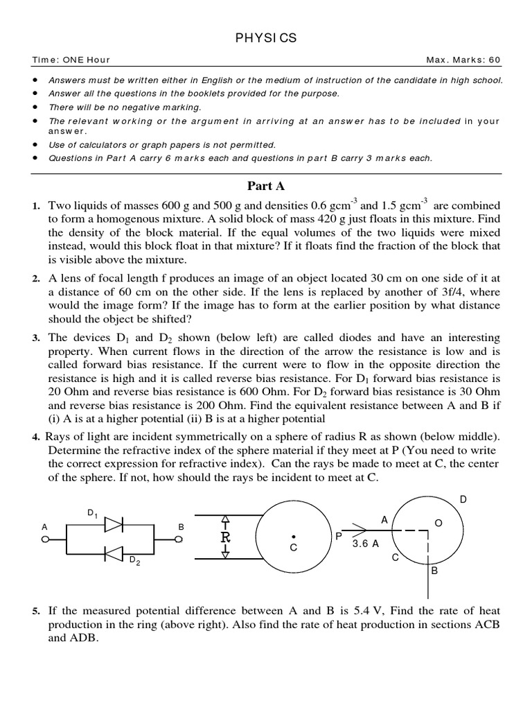 Scholastic Aptitude Test Physics Sample Paper 3 Electrical Resistance And Conductance P N