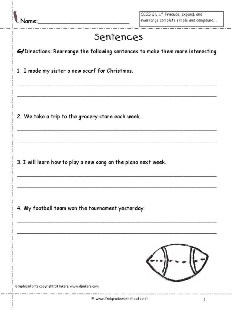 Sentence Rearrangement Worksheet