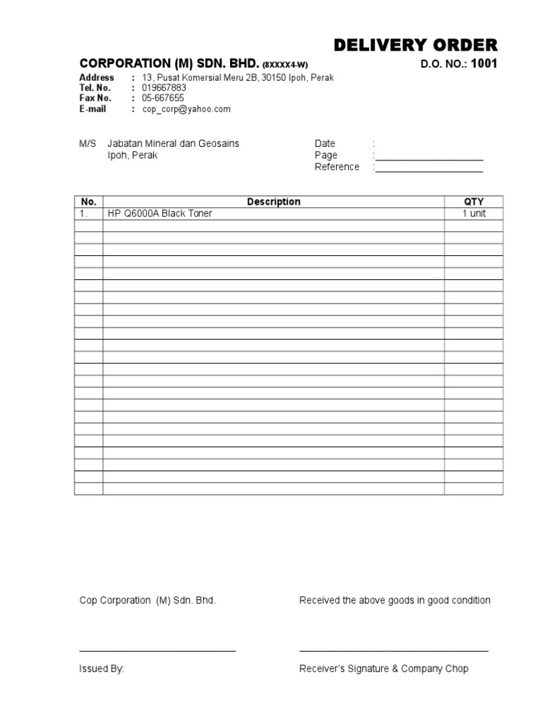 Delivery Order 2009 | PDF