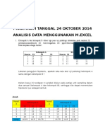 Praktikum Tanggal 24 Oktober 2014 Analisis Data Menggunakan M.Excel