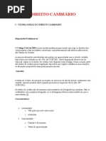 RESUMO DIREITO CAMBIÁRIO